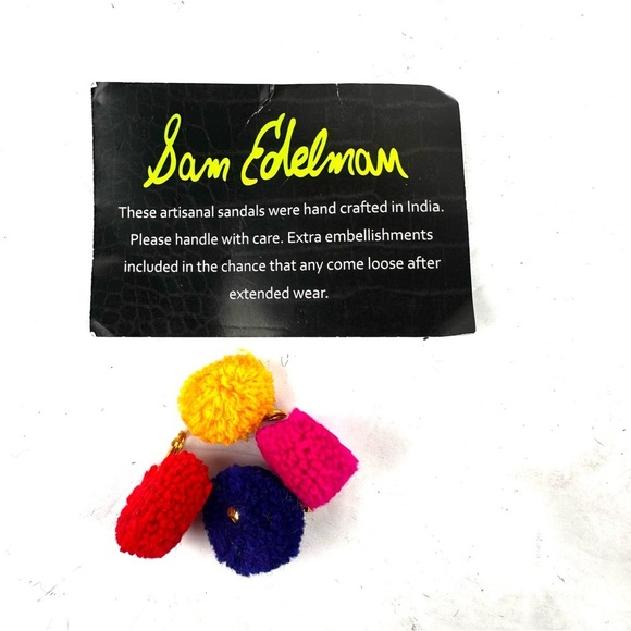 Sam Edelman Lisabeth Sandals 6 Lace Up Beaded Pom Pom Bohemian Brand New - Picture 11 of 11